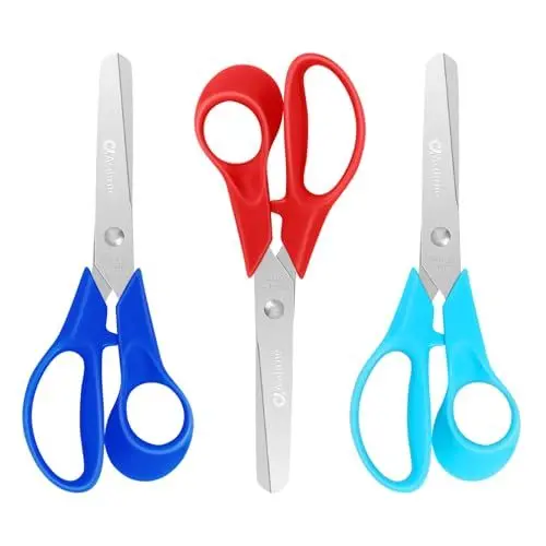 Produktbild: Asdirne Kinderschere, Kinderschere mit Komfortgriffen, stumpfe Sicherheitsspitze, 12,7 cm, 3 Stück