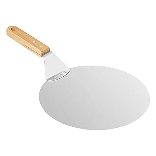 Produktbild: Asdirne Pizzaschieber, Pizza Schaufel Metall mit Holzgriff und Edelstahl-Metall-Tablett für hausgemachte Pizzen, Gebäck, Teig, Brot, Kuchen etc, Heavy Duty Ofen Schieber, 10 Zoll