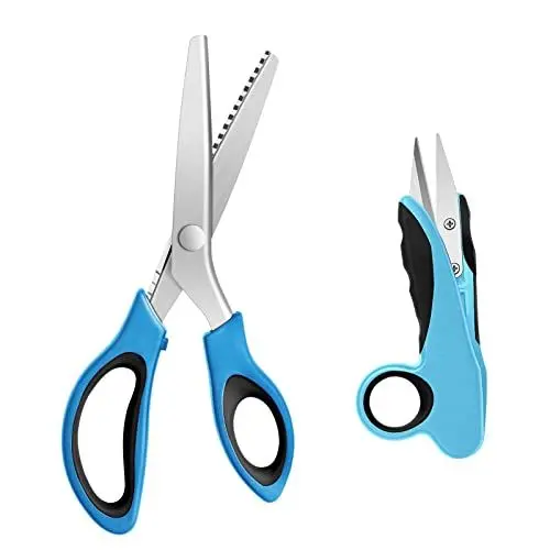Produktbild: Asdirne Zickzackschere, Stoffschere Zickzackmit Weichen Griffen und Ultra-Scharfer Klinge, 9 Zoll, Inkl. Fadenschere Perfekter Schnitt