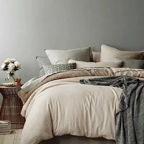 Produktbild: AShanlan Bettwäsche Set 155x200 cm Beige Uni Bettbezug mit Kissenbezug 80x80 cm 100% Weiche und Angenehme Mikrofaser Beige Creme Bettwäsche mit Reißverschluss für Einzelbett