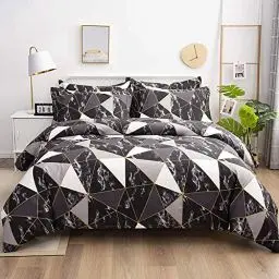 Produktbild: AShanlan Marmor Bettwäsche 140x200 Schwarz Weiß Grau Bettbezug 2 Teilig Microfaser Marmor Optik Geometrische Muster Bettwäsche Set und Kissenbezug 70x90 cm mit Reißverschluss