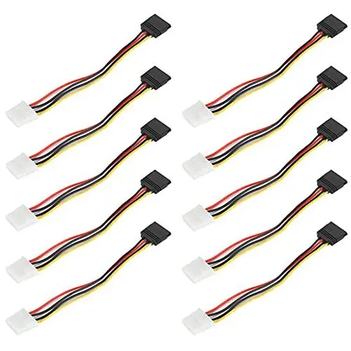 Produktbild: ASHATA 10 STK. Stecker auf IDE 4Pin Buchse Adapterkabel, Kabel Big 4Pin auf 15Pin IDE- Power Conversion Power Splitter Zur Stromversorgung