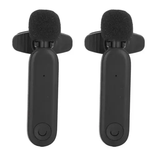 Produktbild: ASHATA 2 Stück Kabelloses Lavalier-Mikrofon, 360°-Tonabnehmer, Omnidirektionales Ansteckmikrofon, 2,4 G Kabelloses Lavalier-Ansteckmikrofon, Kabelloses Lavalier-Ansteckmikrofon