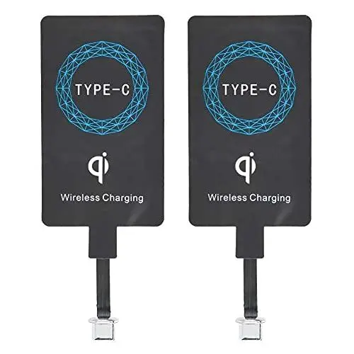 Produktbild: 2 Stücke Typ C Qi Drahtloses Ladegerät Aufladen Empfänger Selbstklebender Aufkleber Aufladeempfänger für Mobiltelefon