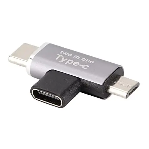 Produktbild: ASHATA 2 in 1 Typ C Splitter, Typ C Buchse auf Dual Micro oder Typ C oder für Stecker Adapter Konverter Dockingstation für, für und für, Unterstützt(Mikro+Typ C)