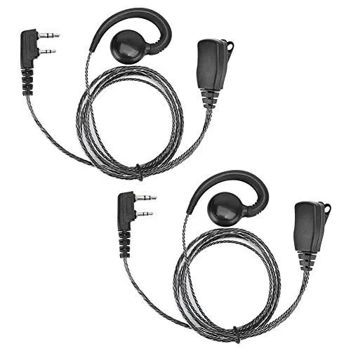 Produktbild: ASHATA 2-teiliger Walkie-Talkie-Kopfhörer, 3,9 Fuß Kabellänge 2-poliger Walkie-Talkie-Ohrhörer mit MIC für K-Head-Funkgerät für Baofeng für PUXING für Kenwood usw.
