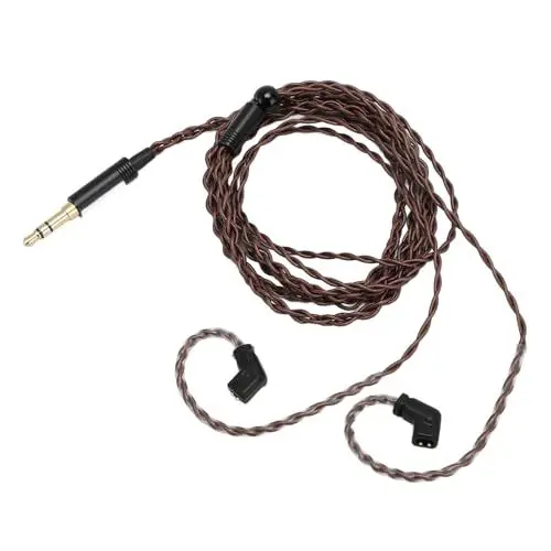 Produktbild: ASHATA 3,5 Mm auf 2Pin 0,78 Mm Kopfhörerkabel für QDC UE CCA TRN, Geflochtenes Vergoldetes Kopfhörer-Verlängerungskabel für Simgot EM6L, für Tangzu Waner S.G Ohrhörer, 2Pin