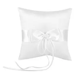 Produktbild: ASHATA Dekoration Hochzeitskissen Ringkissen Eheringkissen Ringträgerkissen Ringhalter,Romantische Weiße Bowknot Ehering Kissen, für die Anzeige von Ringen, Halsketten, Armbändern(15 * 15cm)