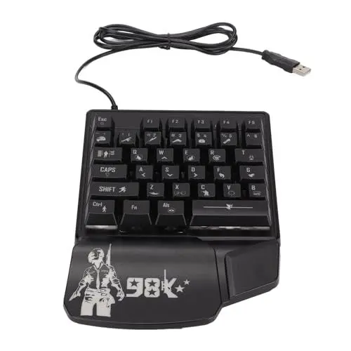 Produktbild: ASHATA Einhand-Gaming-Tastatur, 35 Tasten, Einzelne LED, Leuchtende Kleine Tastatur, Ergonomisches Design, F5-Gaming-Tastatur für Esports-Spiel