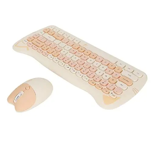 Produktbild: ASHATA Kabellose Tastatur in Katzenform mit Maus, Kabellose 2,4-G-Tastatur und -Maus-Kombination, Kabelloses Tastatur-Maus-Set mit Energiesparender Farbtechnologie für Spiele
