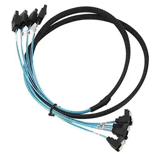 Produktbild: ASHATA -SAS-Kabel, Internes HD-SAS, Gerades Gebogenes 4-SATA-zu-4-SATA-Kabel, 7-polige Festplattenschnittstelle, SATA 3.0-6-Gbit/s-Datenkabel, für Computer(0,5m)