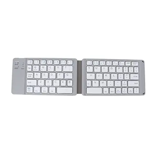 Produktbild: ASHATA Tragbare Bluetooth-Tastatur Silent Keys Leichte, Faltbare Drahtlose Tastatur für IOS/für Android/für Windows Tablet PC Phone(Grau)