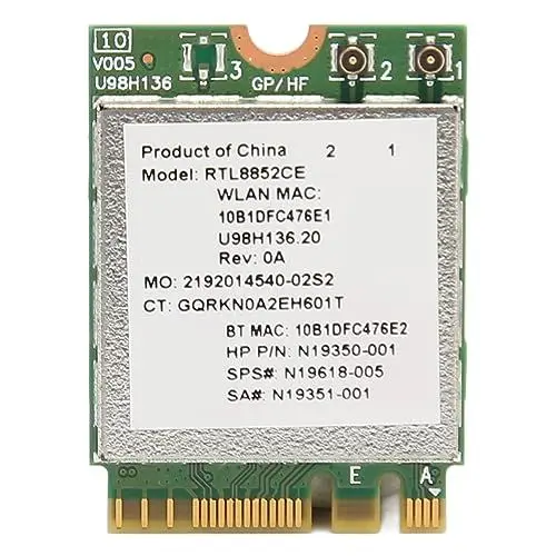 Produktbild: ASHATA WiFi 6E Wireless Karte, für RTL8852CE WiFi Karte, 5374 Mbit/s NGFF WiFi 6E 3 Band Wireless Modul 2,4G 5G 6G WiFi Adapter mit BT5.3 Low Delay für Computernetzwerke