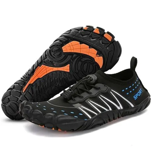 Produktbild: ASHION Badeschuhe Strandschuhe Aquaschuhe Wasserschuhe Surfschuhe Schwimmschuhe für Damen Herren Kinder,Schwarz Blau 43 EU