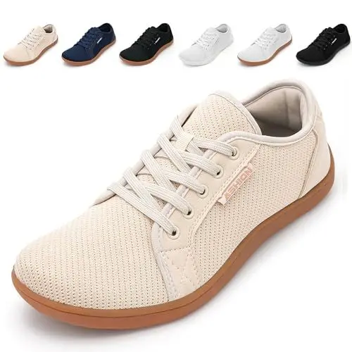 Produktbild: ASHION Breite Barfuss Schuhe Damen Herren Barfußschuhe Minimalistische Traillaufschuhe Running Walking Schuhe,B Khaki Braun 40 EU