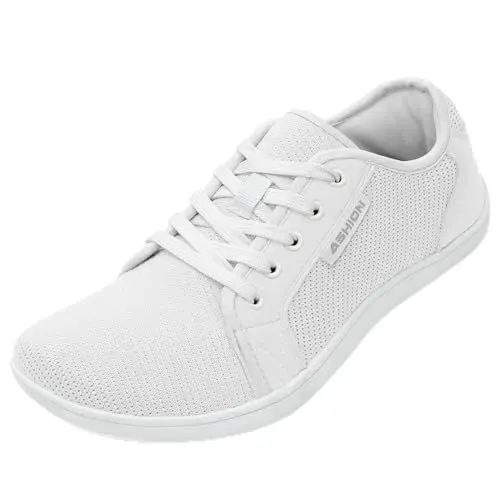 Produktbild: ASHION Breite Barfuss Schuhe Damen Herren Barfußschuhe Minimalistische Traillaufschuhe Running Walking Schuhe,B Weiß 39 EU