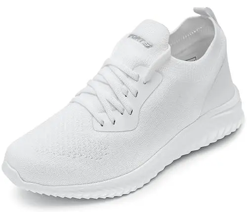 Produktbild: ASHION Damen Sneaker Turnschuhe Leicht Bequeme Laufschuhe Sportschuhe Freizeitschuhe StraßenlaufschuheTennis Schuhe,A Weiß,40 EU