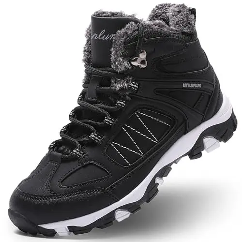 Produktbild: ASHION Damen Winterschuhe Trekking Wanderstiefel Wanderschuhe Warm Gefüttert Schneestiefel Winter Outdoor Boots rutschfeste Stiefeletten Winterstiefel,Schwarz Weiß 39 EU