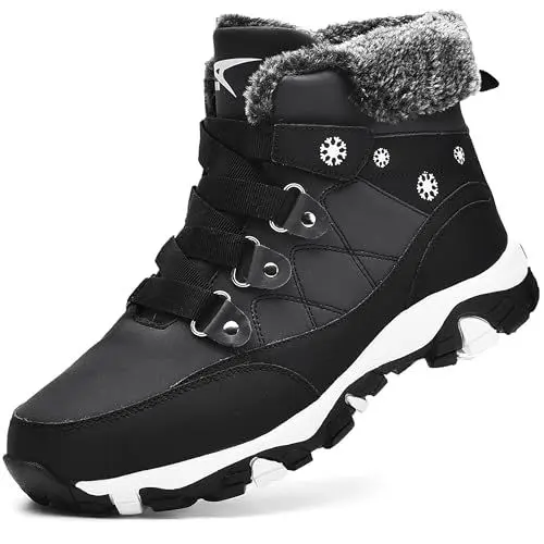 Produktbild: ASHION Damen Winterschuhe Wanderschuhe Trekking Wanderstiefel Warm Gefüttert Schneestiefel Winter Outdoor Boots Winterstiefel,A Schwarz 40EU