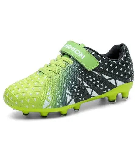 Produktbild: ASHION Jungen Fußballschuh Kinder Fussballschuhe Footballschuhe Outdoor Athletic Soccer Schuhe Z10,B Blau Grün,33 EU