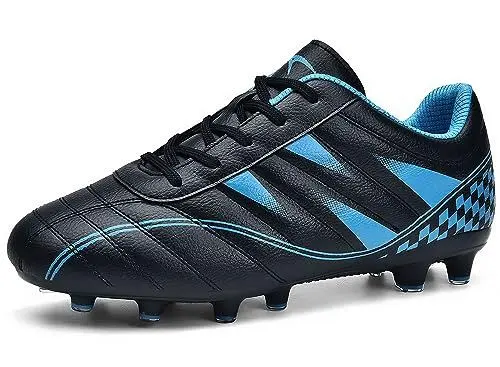 Produktbild: ASHION Fußballschuh Kinder Fussballschuhe Footballschuhe Outdoor Athletic Soccer Schuhe Z01,C Schwarz Blau,35 EU