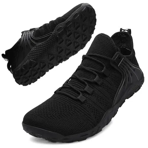 Produktbild: ASHION Herren Barfußschuhe Breite Barfussschuhe Traillaufschuhe Herren Outdoor Sport Walkingschuhe Sneaker, 06-Schwarz, 43 EU