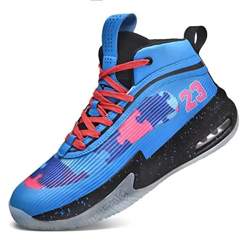 Produktbild: ASHION Kinder Basketballschuhe Jungen Basketball Schuhe Sneaker Mesh Tennis Schuhe für Kinder Hallenschuhe,Dunkelblau,37 EU