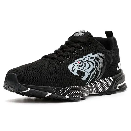 Produktbild: ASHION Turnschuhe Herren Sneaker Laufschuhe Sportschuhe Atmungsaktiv Sneaker Leichte Straßenlaufschuhe,A Schwarz,43 EU