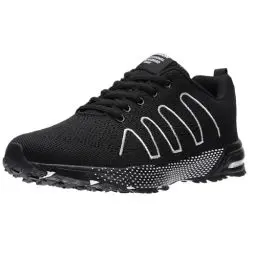 Produktbild: ASHION Sneaker Herren Laufschuhe Sportschuhe Leichte Turnschuhe Straßenlaufschuhe Outdoor Joggingschuhe Atmungsaktiv Running Schuhe,B Alles Schwarz,41 EU