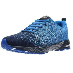 Produktbild: ASHION Sneaker Herren Laufschuhe Sportschuhe Leichte Turnschuhe Straßenlaufschuhe Outdoor Joggingschuhe Atmungsaktiv Running Schuhe,B Schwarz Blau,46 EU