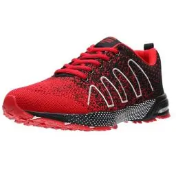 Produktbild: ASHION Sneaker Herren Laufschuhe Sportschuhe Leichte Turnschuhe Straßenlaufschuhe Outdoor Joggingschuhe Atmungsaktiv Running Schuhe,B Schwarz Rot,42 EU