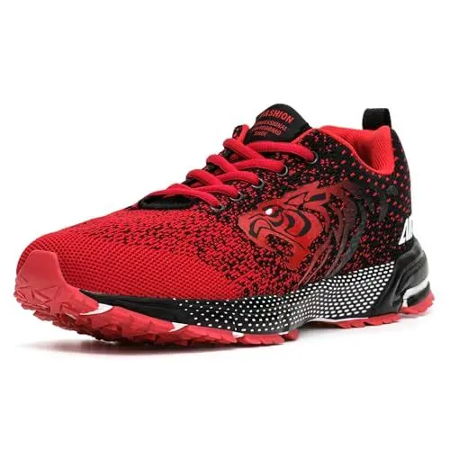 Produktbild: ASHION Turnschuhe Herren Sneaker Laufschuhe Sportschuhe Atmungsaktiv Sneaker Leichte Straßenlaufschuhe,A Rot,43 EU