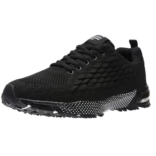 Produktbild: ASHION Turnschuhe Herren Sneaker Laufschuhe Sportschuhe Atmungsaktiv Sneaker Leichte Straßenlaufschuhe,C Schwarz,45 EU