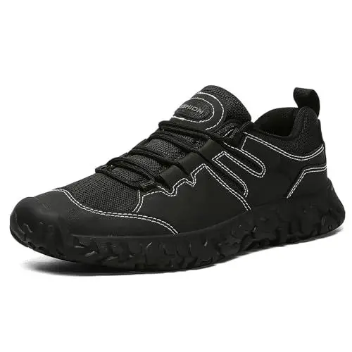 Produktbild: ASHION Wanderschuhe Damen Trekkingschuhe Herren rutschfeste Outdoor Schuhe Leichte Atmungsaktive Mesh Sneakers Wanderhalbschuhe C Schwarz 42 EU
