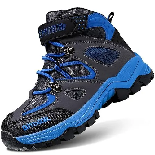 Produktbild: ASHION Winterschuhe Jungen Schneestiefel Kinder Mid Gefütterte Winterstiefel Wanderschuhe Trekking Baumwollschuhe,B Blau,35 EU