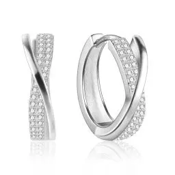 Produktbild: ASH'S CHOICE Creolen Silber 925, ASH'S CHOICE Silber 925 Ohrringe mit Zirkonia Creolen Kleine Damen, Knorpel Huggie Creolen Leicht Breit Klobige Twist Creolen Kleine Silber Strass Ohrringe