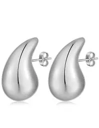 Produktbild: ASHYLE Handmade Ohrringe Silber Hängend, Silber Ohrringe Damen, Tropfen Vergoldete Earrings for Women, Modeschmuck Chunky Hoop Earring Dupes für mädchen, Hypoallergen Geschenke für Frauen, 50mm