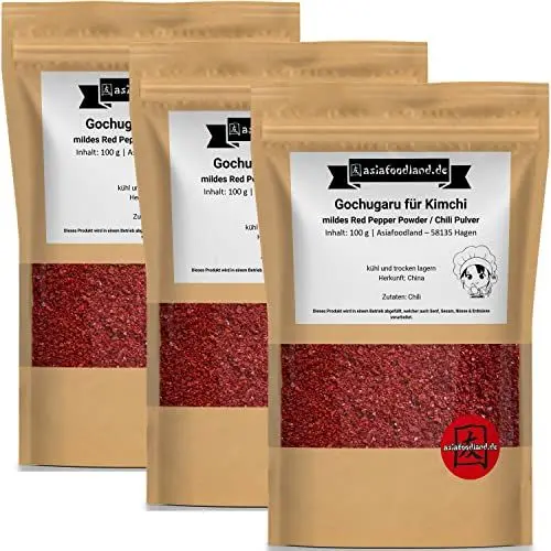 Produktbild: asiafoodland - Gochugaru - Chili Pulver für Kimchi - mildes Red Pepper Powder, 3er Pack (3 x 100g)
