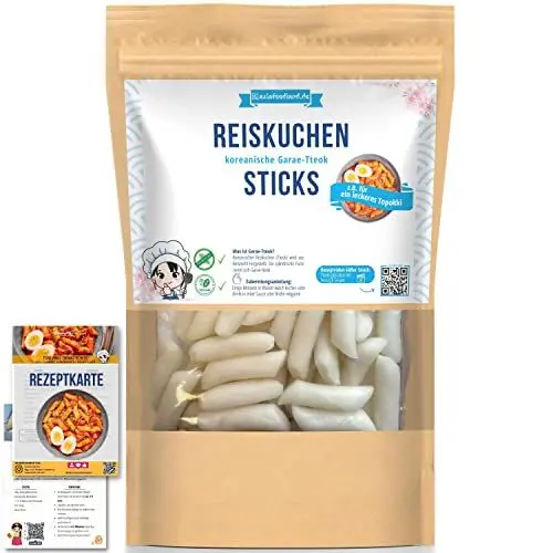 Produktbild: asiafoodland - Reiskuchen natur - Reis Sticks - Rice Cake - Reisnudeln - für z.B. Tteok-bokki/Topokki, 1er Pack (1 x 400g)