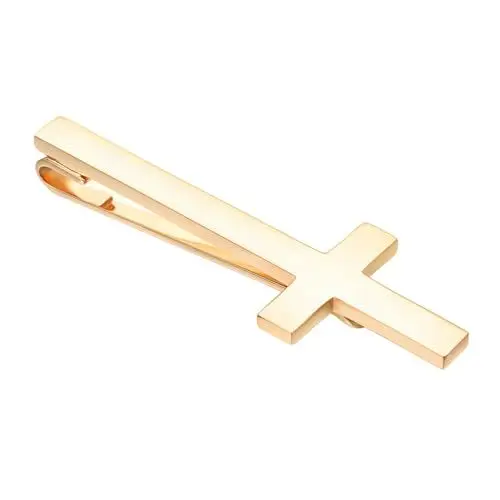 Produktbild: Asienice Einzigartige Krawattenklammern mit goldenem Kreuz für Herren krawatte kreuz, Kupfer-Krawattenklammer, religiöse klassische Krawattennadel, formelles Business-Hochzeitszubehör