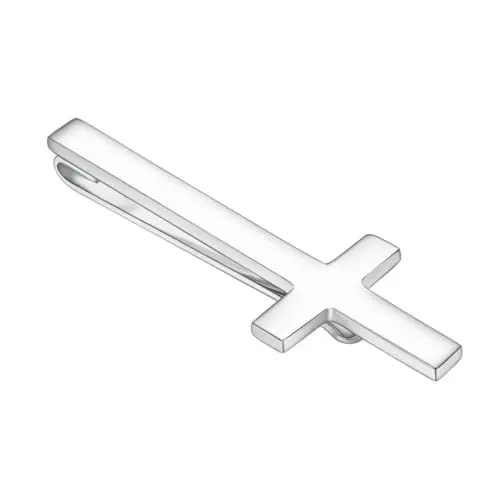 Produktbild: Asienice Klassische Kreuz Krawattenklammer Silber Krawattenklammer in Form Eines Kreuzes krawatte kreuz