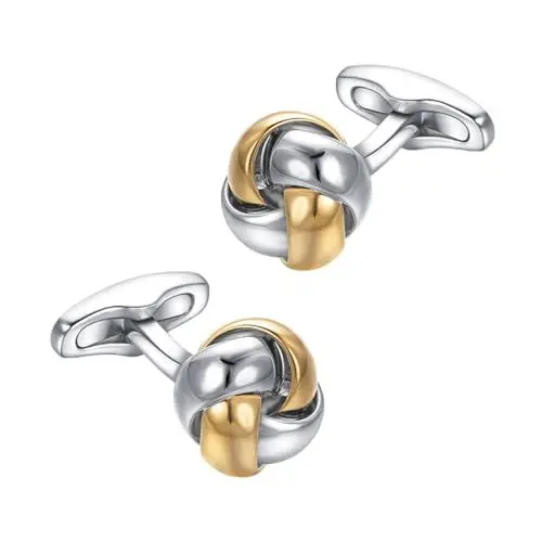 Produktbild: Asienice Knoten Twisted Goldene Manschettenknöpfe Gold Herren Silber Oder Gold Tone Twist Liebe Knot Edelstahl für Männer Hemd Hochzeit Geschäftsgeschenk