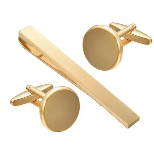 Produktbild: Asienice Manchettenknoepfe Herren Gold Manschettenknöpfe für Herren Krawattennadel Rund Schmuck für Business