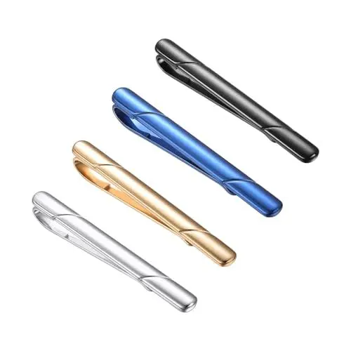 Produktbild: Asienice Silberne krawattenklammer elegante für herren Krawattennadel Set 4pcs Premium krawattenklammer