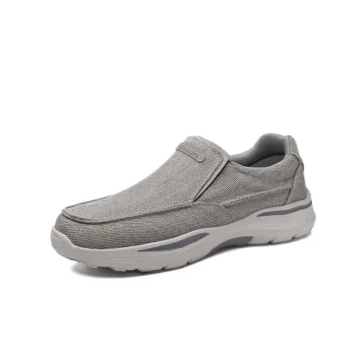 Produktbild: Asifn Herren Canvas Loafers Bequeme Weiche Walking Schuhe Leichte rutschfeste Driving Schuhe Daily Casual Flache Schuhe Grau 41 EU