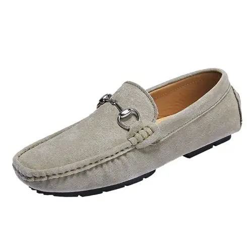 Produktbild: Asifn Herren Casual Leder Loafers Mode Walking Flach Slip-On Leichte Schuhe Fahren（39 EU,Braun