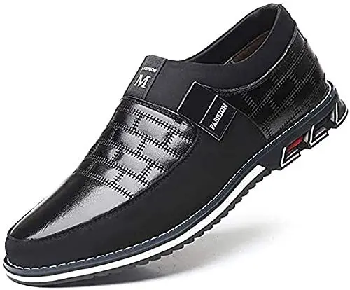 Produktbild: Asifn Herren Driving Herren Business Schuhe Schwarz Mokassin Leder Classic Boat Loafer Outdoor Leichte Casual Slip-On Schuhe（Schwarz,46 EU