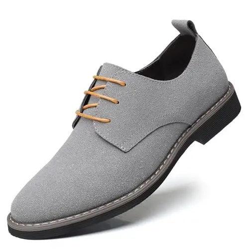 Produktbild: Asifn Herren Kleid Oxford Schuhe Klassische Schnürung Lässige Wildleder Samt Low-Top Britische Business Atmungsaktive Schuhe（Grau,40 EU