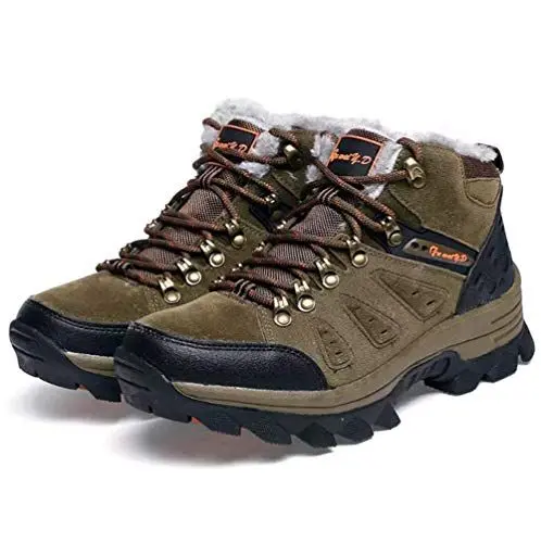 Produktbild: Asifn Herren Mid Trekking Wanderschuhe Schnee Outdoor Leichtgewicht Wanderer Sneakers Fell gefüttert Schuhe Wasserdicht Booties（44 EU,Braun