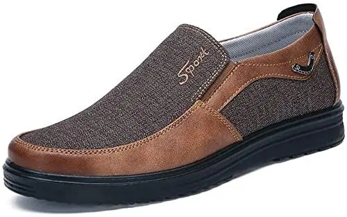 Produktbild: Asifn Herren Mokassin Leder Schuhe Casual Business Hausschuhe atmungsaktiv und weich（Khaki,48 EU